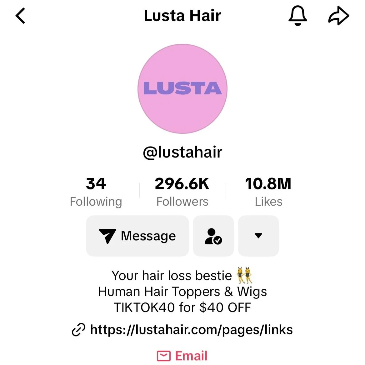 Optimized TikTok profile example