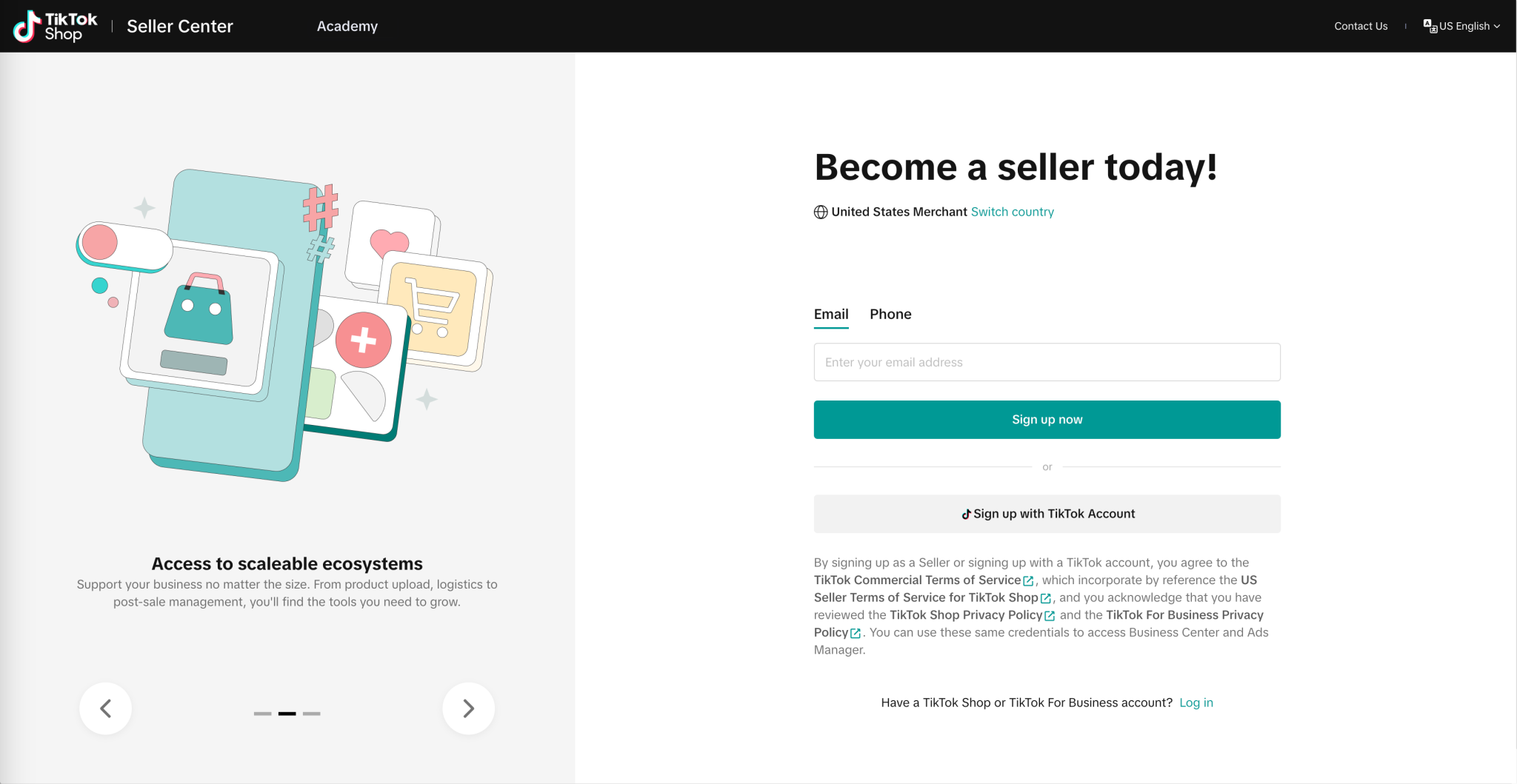 TikTok Shop Sign Up